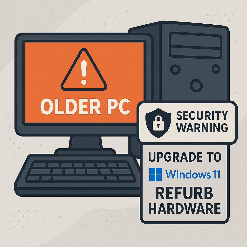 older pc image with description asking to update to 11